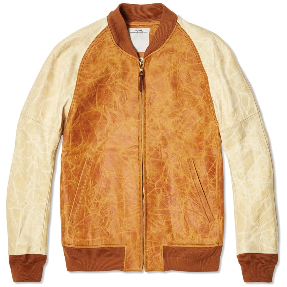 Mens Visvim Varsity Leather Jacket.